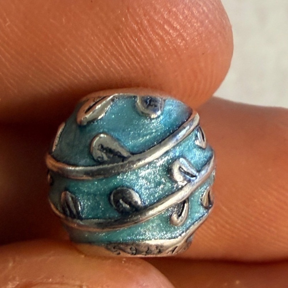 Pandora Sterling Silver Blue Enamel Vine Barrel Charm 791214EN24 Retired S925ALE